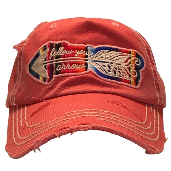 Kbethos Vintage Adjustable Follow Your Arrow Distressed Cap - Picture 1 of 16